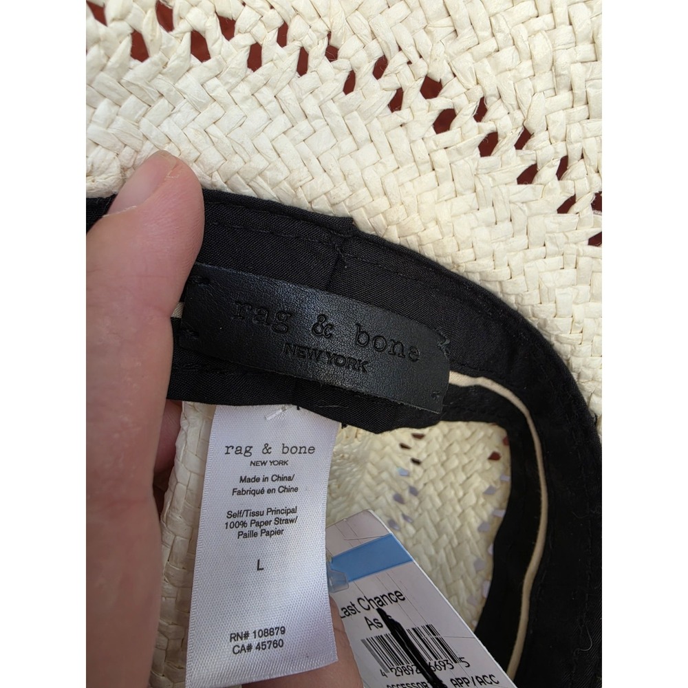 NWT New Rag & Bone Straw Hat Women's Nordstrom L Large Off White Cream - Picture 7 of 8